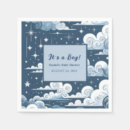 Whimsical Blue Celestial Custom Baby Shower Serviette
