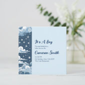 Whimsical Blue Celestial Einladung (Stehend Vorderseite)