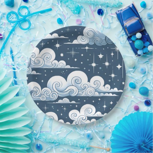 Whimsical Blue Celestial Pappteller (Party)