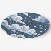 Whimsical Blue Celestial Pappteller (Schrägansicht)