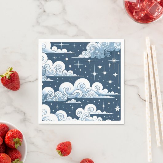 Whimsical Blue Celestial Serviette (Beispiel)