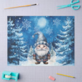 Whimsical Blue Christmas Gnome & Snowflakes Seidenpapier (Basteln)
