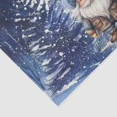 Whimsical Blue Christmas Gnome & Snowflakes Seidenpapier (Detail)