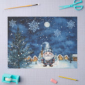 Whimsical Blue Christmas Gnome & Snowflakes Seidenpapier (Basteln)