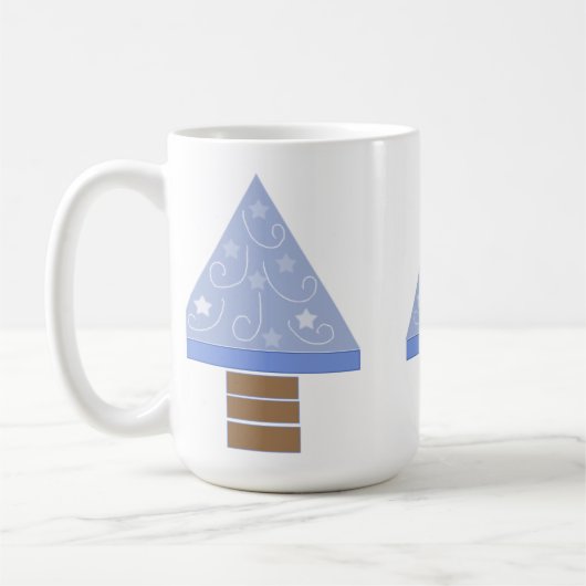 Whimsical Blue Christmas Trees Kaffeetasse (Links)