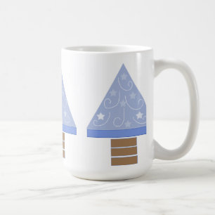 Whimsical Blue Christmas Trees Kaffeetasse