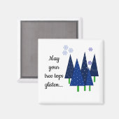 Whimsical Blue Christmas Trees Magnet (Vorderseite/Rückseite)