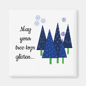 Whimsical Blue Christmas Trees Magnet (Vorne)