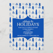 Whimsical Blue Christmas Trees Party Einladung (Vorne/Hinten)