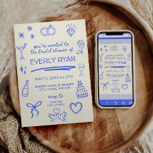 Whimsical Blue Coquette Stylish Bridal Shower