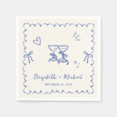 Whimsical Blue Cream Wavy Frame Wedding Serviette (Vorderseite)