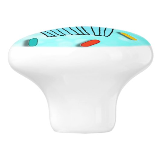 Whimsical Blue Cupcake mit Cherry oben Keramikknauf (Seitenansicht)