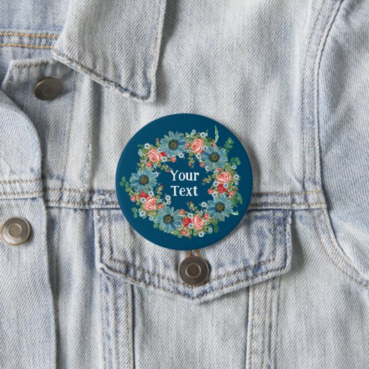 Whimsical Blue Daisy Blume Wreath Lapel Charm Button (Beispiel)