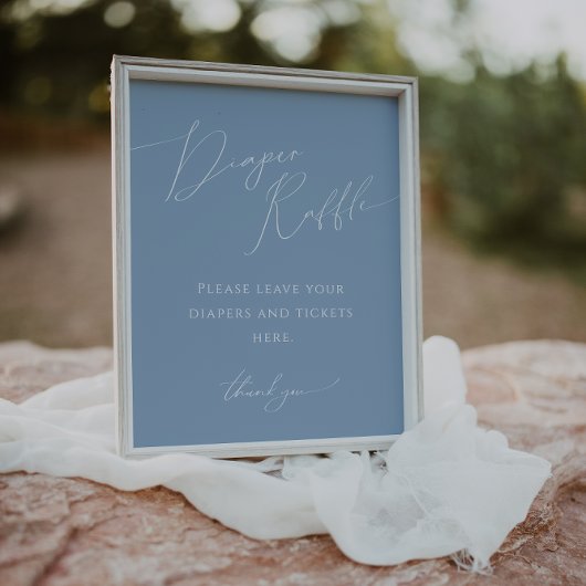 Whimsical Blue Diaper Raffle Baby Duschzeichen Poster