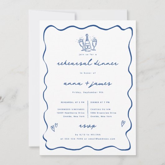 Whimsical Blue Doodle Probe Dinner Ankündigung (Vorderseite)