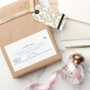 Whimsical Blue Doodle Wedding Welcome Bag Rechteckiger Aufkleber