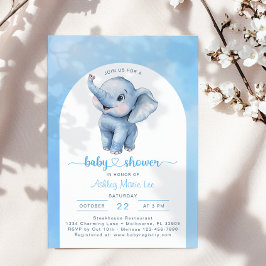 Whimsical Blue Elephant Baby Shower Einladung - W