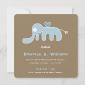 Whimsical Blue Elephant Liebe Baby Boy Foto Birth Ankündigung (Vorderseite)