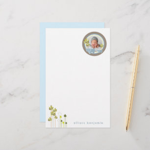 Whimsical Blue Elephants Family Baby Boy Foto Briefpapier