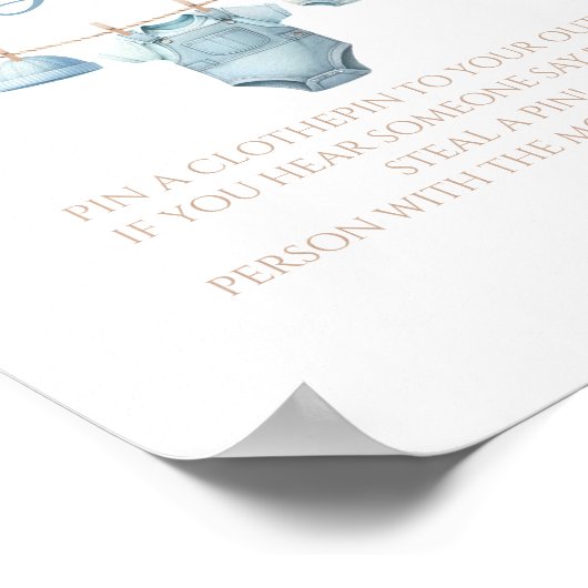 Whimsical Blue Floral Baby Boy Spay Baby Game Poster (Ecke)