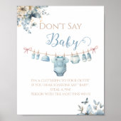 Whimsical Blue Floral Baby Boy Spay Baby Game Poster (Vorne)