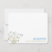 Whimsical Blue Floral Blooms Chic Boy Baby Dusche Dankeskarte (Vorderseite)