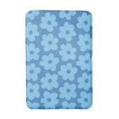 Whimsical Blue Floral Retro, fröhlich, preppy Badematte (Vorderseite Vertikal)