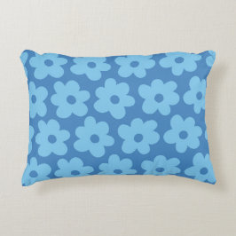 Whimsical Blue Floral Retro, fröhlich, preppy Dekokissen