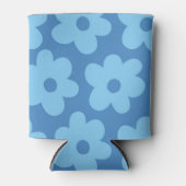 Whimsical Blue Floral Retro, fröhlich, preppy Dosenkühler (Vorderseite)