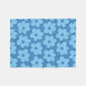 Whimsical Blue Floral Retro, fröhlich, preppy Fleecedecke (Vorderseite (Horizontal))