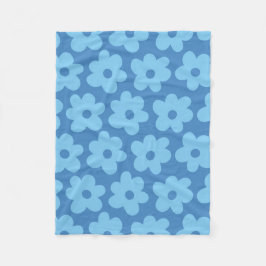 Whimsical Blue Floral Retro, fröhlich, preppy Fleecedecke