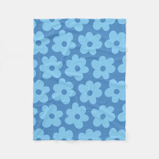Whimsical Blue Floral Retro, fröhlich, preppy Fleecedecke (Vorderseite)