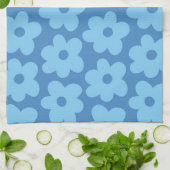 Whimsical Blue Floral Retro, fröhlich, preppy Geschirrtuch (Gefaltet)