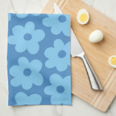 Whimsical Blue Floral Retro, fröhlich, preppy Geschirrtuch (Viertel Falte)