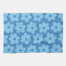 Whimsical Blue Floral Retro, fröhlich, preppy Geschirrtuch