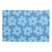 Whimsical Blue Floral Retro, fröhlich, preppy Kissenbezug (Rückseite)