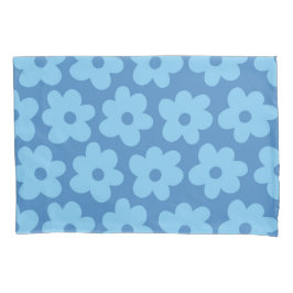 Whimsical Blue Floral Retro, fröhlich, preppy Kissenbezug