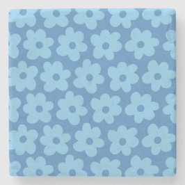 Whimsical Blue Floral Retro, fröhlich, preppy Steinuntersetzer