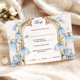 Whimsical Blue Floral UAwg with Meal Choice RSVP Karte