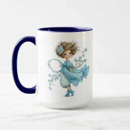 Whimsical Blue Flower Girl Cottagecore Art Tasse