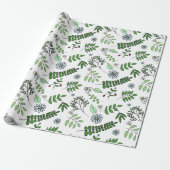 Whimsical Blue Flowers and Forest Blätter Geschenkpapier (Ungerollt)