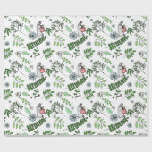 Whimsical Blue Flowers Kanbit and Forest Blätter Geschenkpapier (Flach)