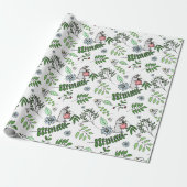 Whimsical Blue Flowers Kanbit and Forest Blätter Geschenkpapier (Ungerollt)