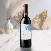 Whimsical Blue Geblüht Weinetikett