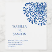 Whimsical Blue Geblüht Weinetikett (Einzelnes Label)
