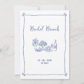 Whimsical Blue Gezeichnet Bridal Brunch Brautparty Einladung (Rückseite)