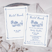 Whimsical Blue Gezeichnet Bridal Brunch Brautparty Einladung