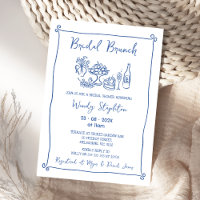 Whimsical Blue Gezeichnet Bridal Brunch Brautparty