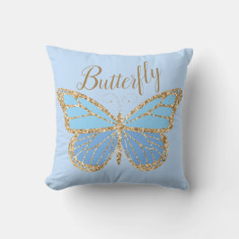 Whimsical Blue Gold Butterfly Kissen
