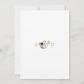 Whimsical Blue Gold Floral Monogram Verlobung Einladung (Rückseite)